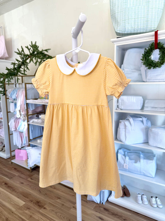 Yellow Stripe Collar Dress