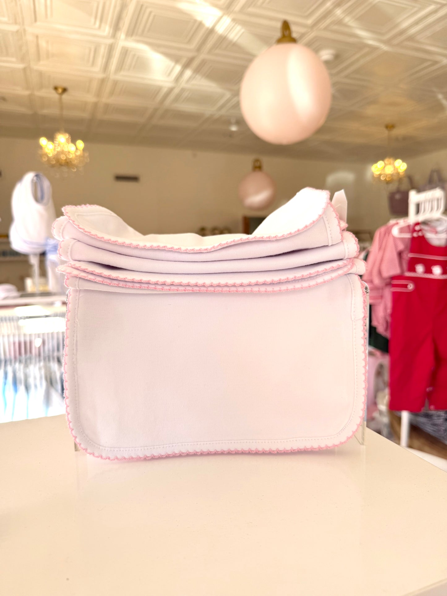 Pink Trim Burp Cloth