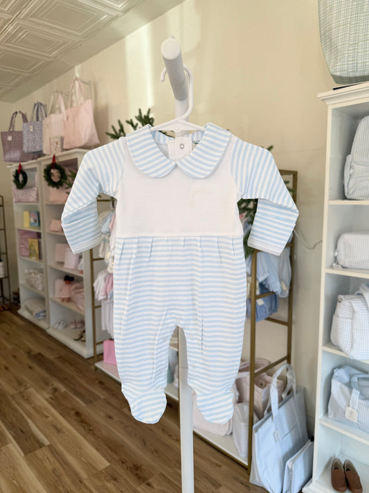Blue Stripe Collar Footie