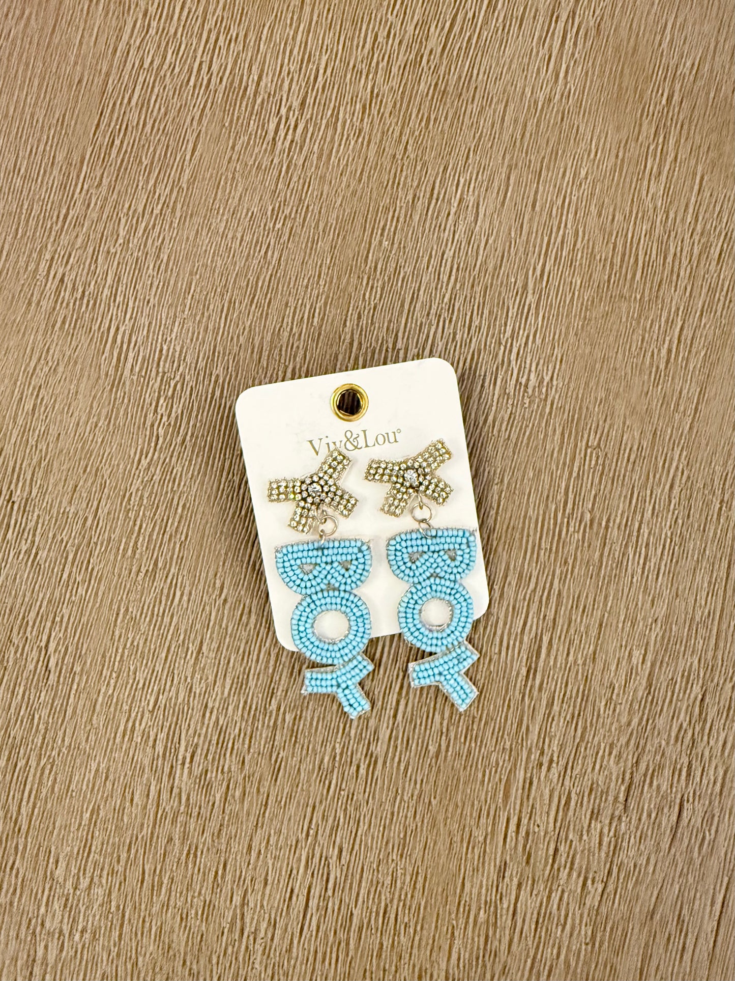 Blue Beaded Boy Earrings