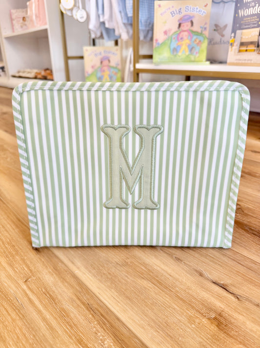 TRVL Sage Pimlico Stripe Large Roadie- Single Initial Applique