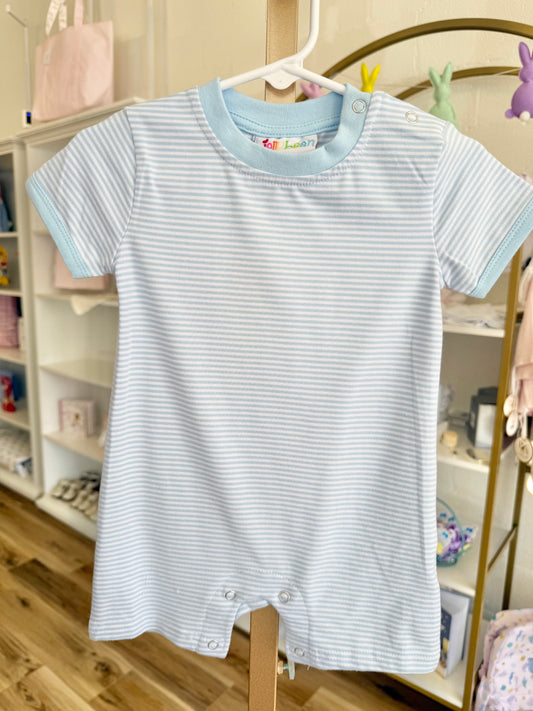 Jellybean Light Blue Stripe James Romper