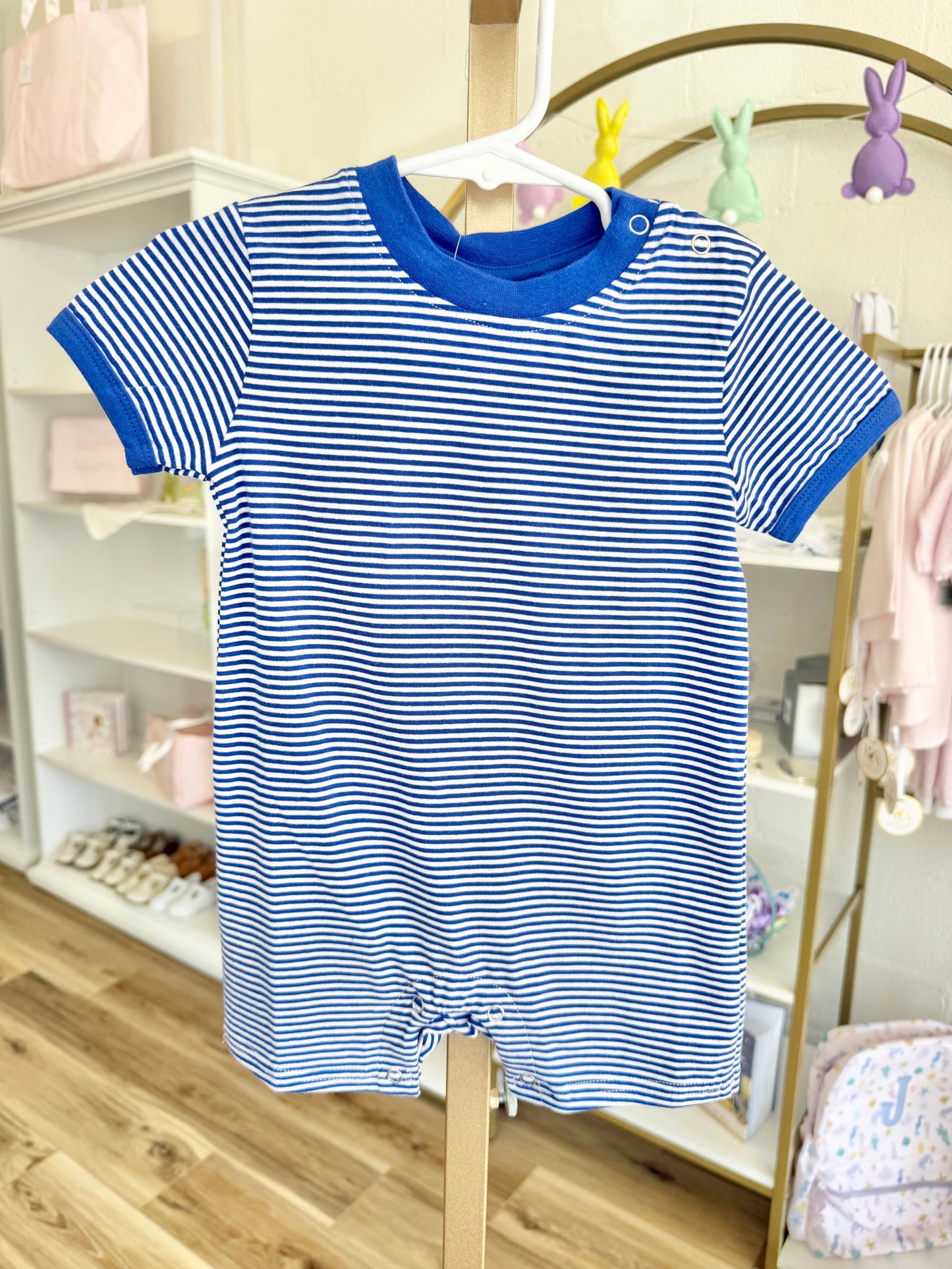 Jellybean Royal Blue Stripe James Romper