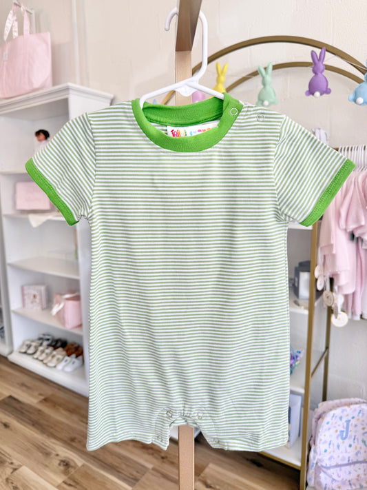 Jellybean Moss Green Stripe James Romper