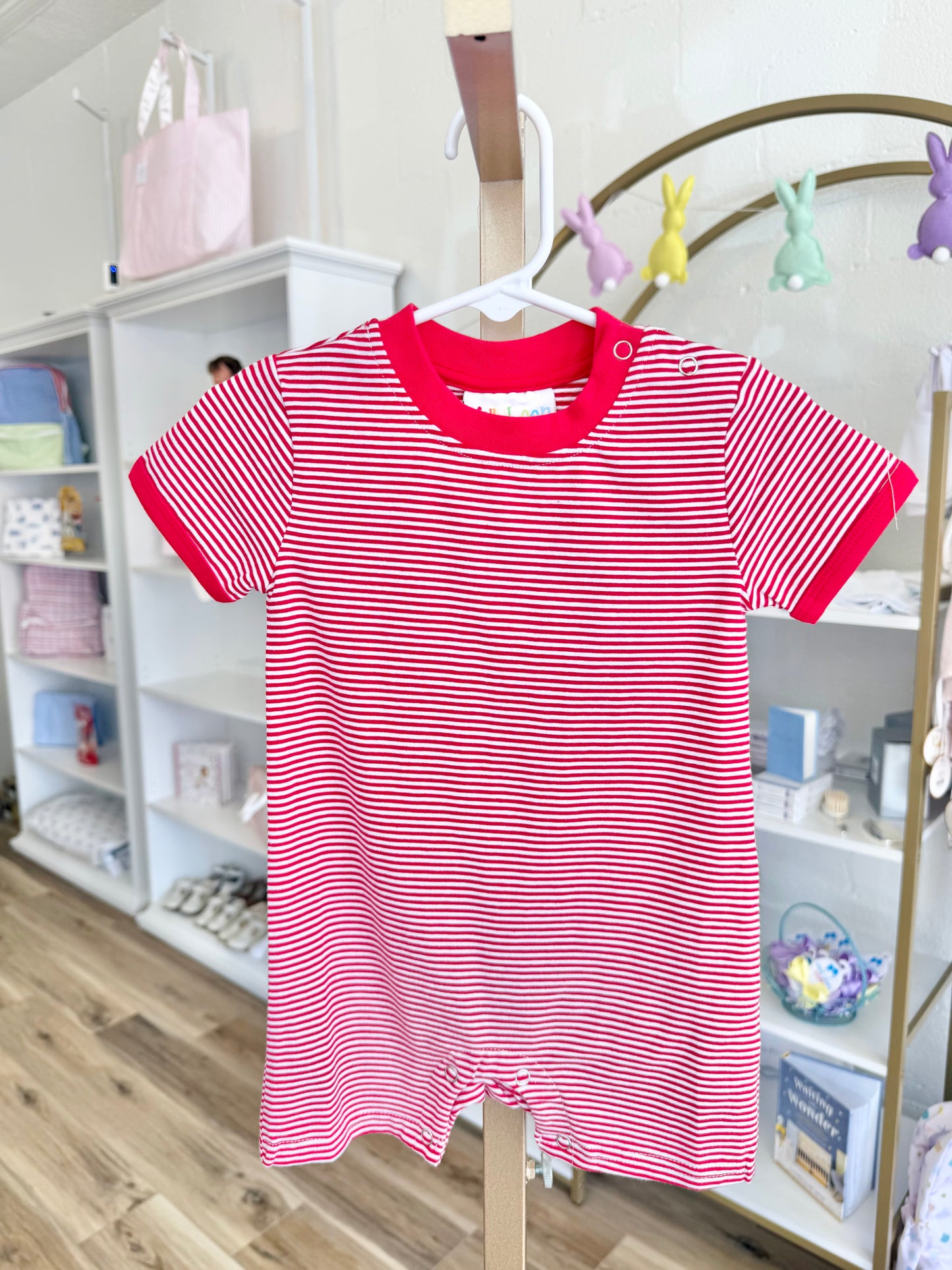 Jellybean Red Stripe James Romper