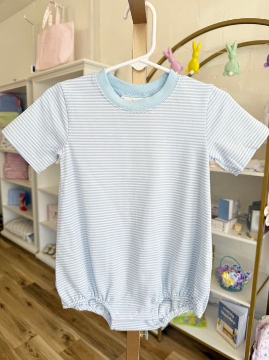 Light Blue Short Sleeve Stripe Bubble