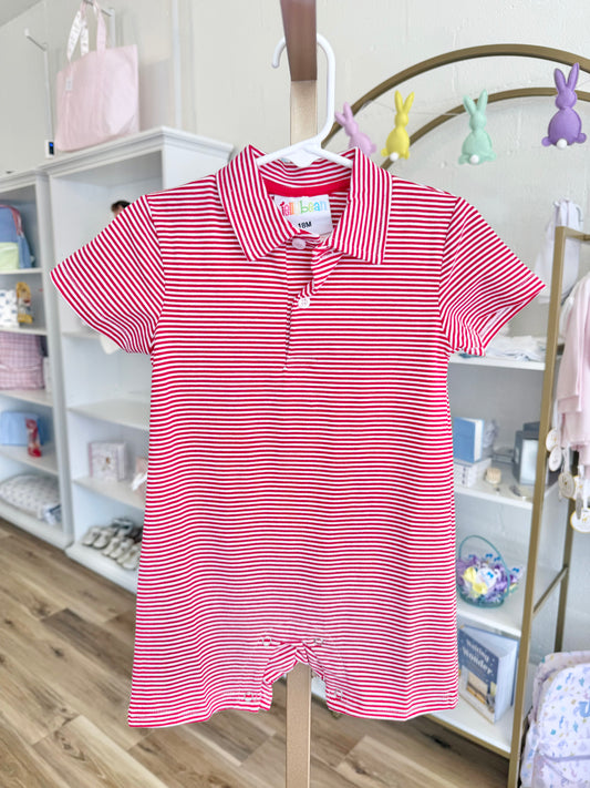 Jellybean Red Stripe Michael Polo Romper