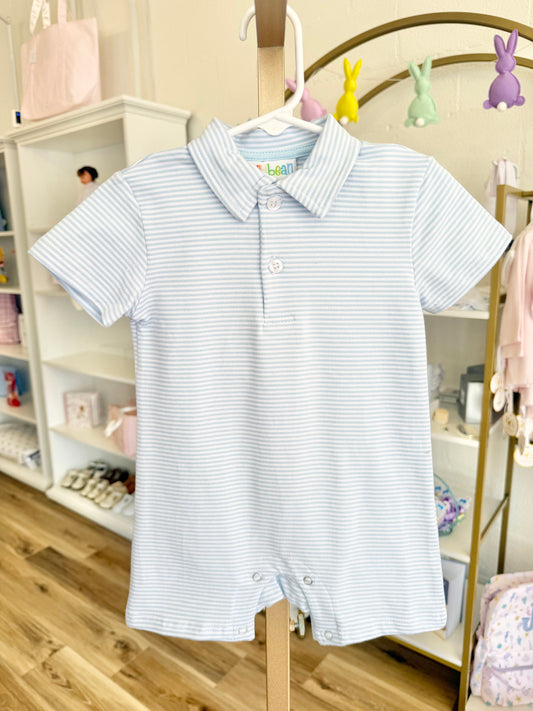Jellybean Light Blue Stripe Michael Polo Romper