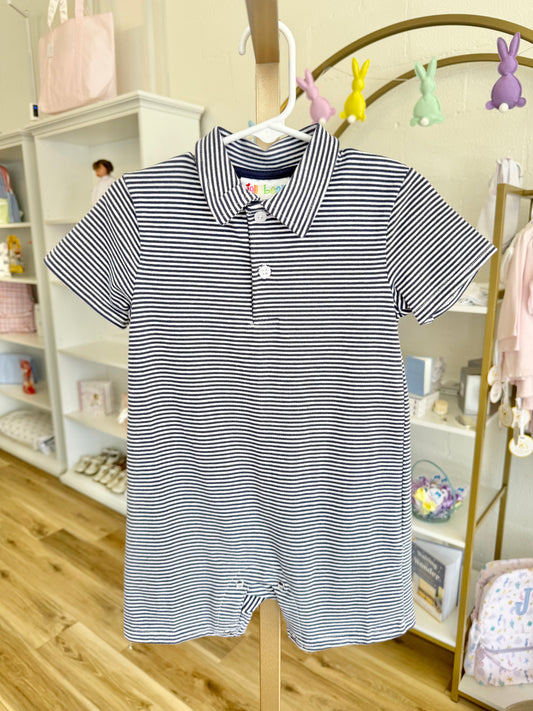 Jellybean Navy Stripe Michael Polo Romper