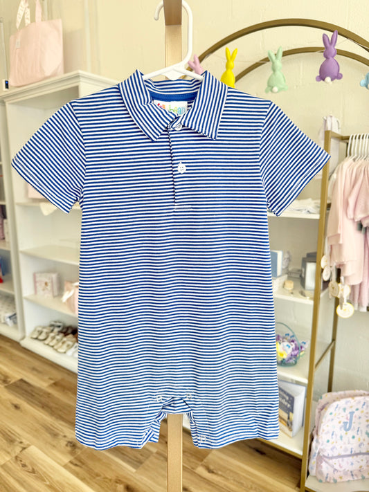 Jellybean Royal Blue Stripe Michael Polo Romper