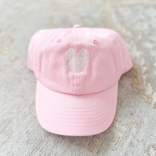 Pink Hat with White Mouse and Bow