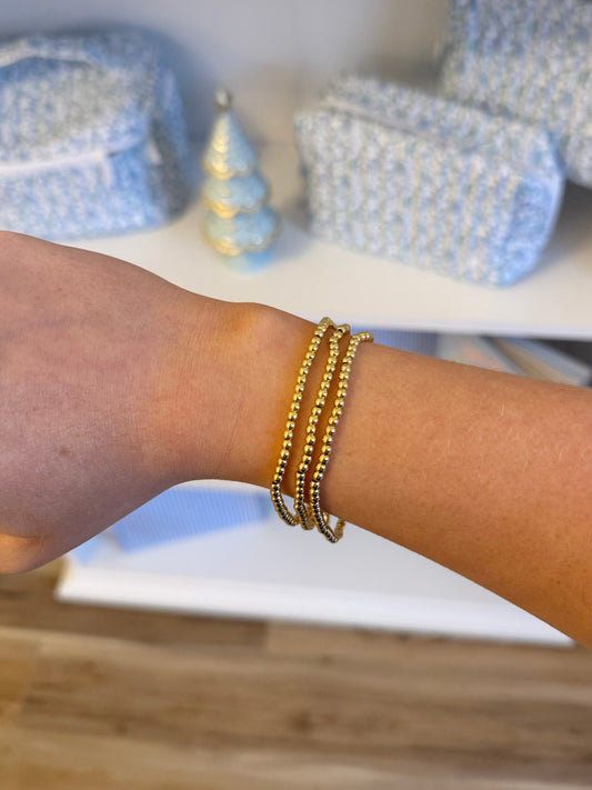 3MM Gold Bead Bracelet - Size 7