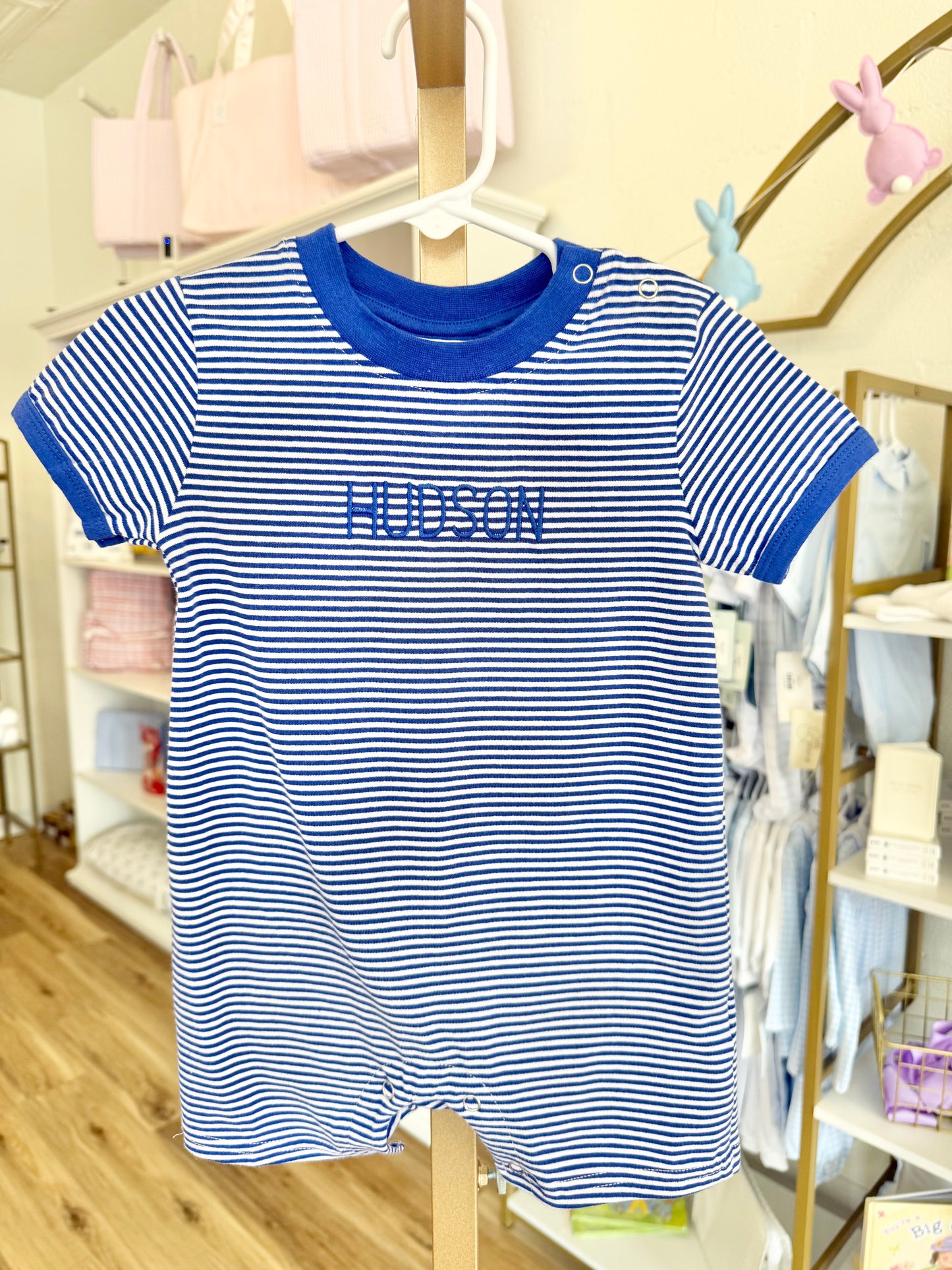 Jellybean Royal Blue Stripe James Romper