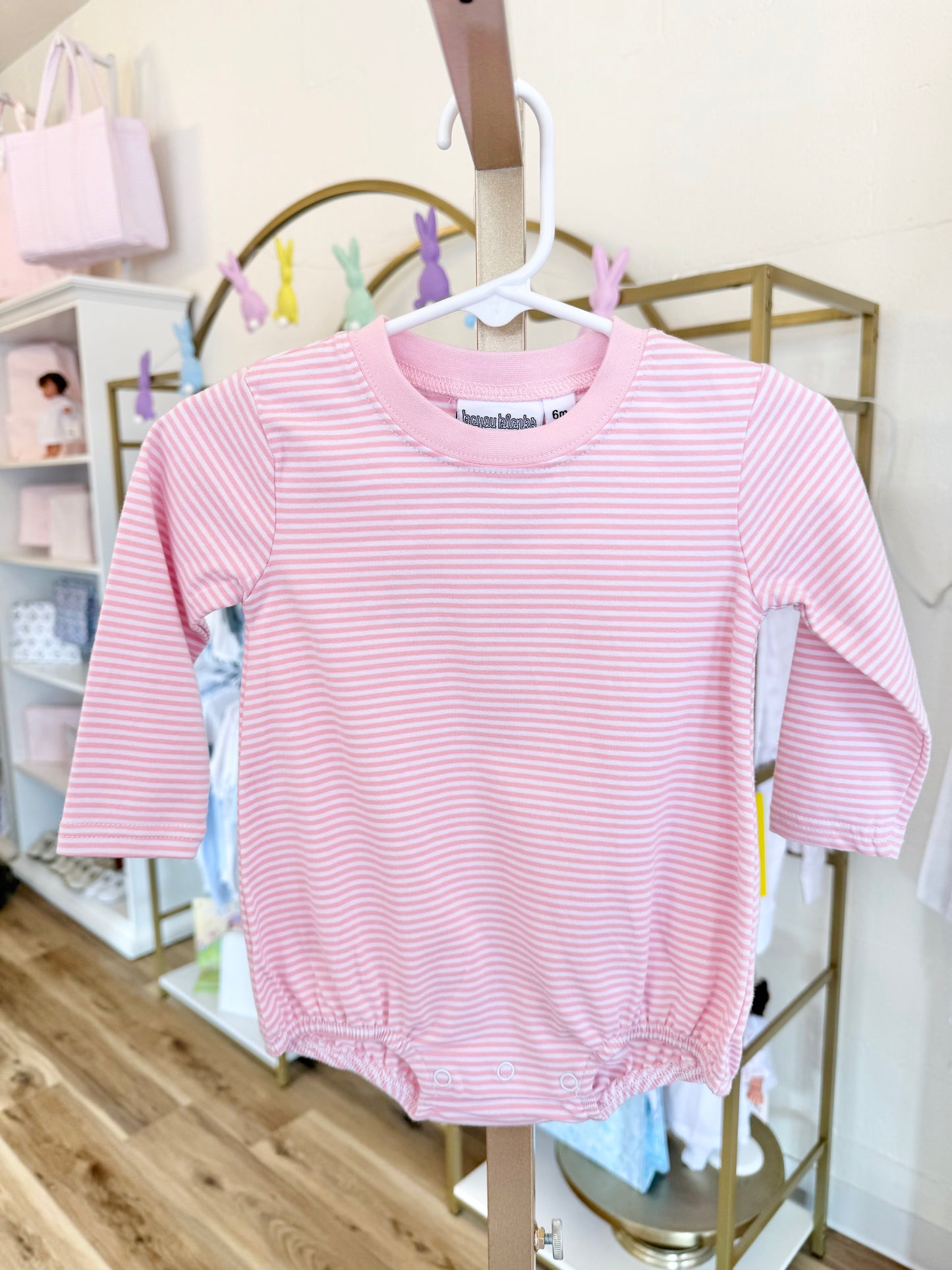 Pink Knit Stripe Long Sleeve T-Shirt Bubble