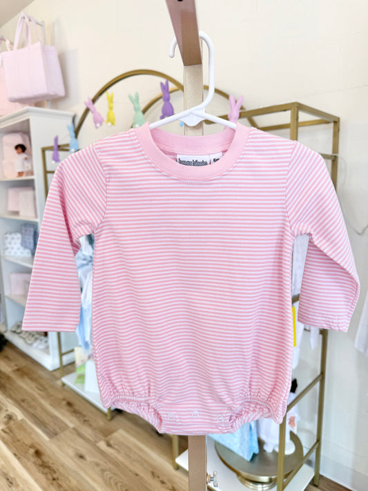 Pink Knit Stripe Long Sleeve T-Shirt Bubble