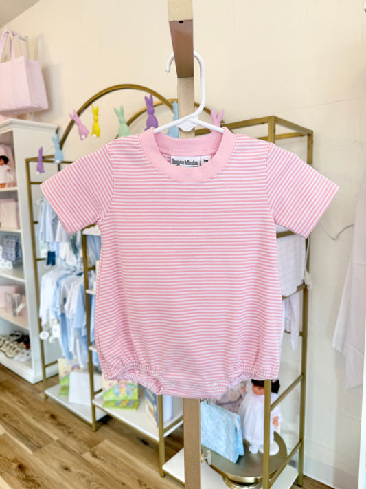 Pink Knit Stripe Short Sleeve T-Shirt Bubble