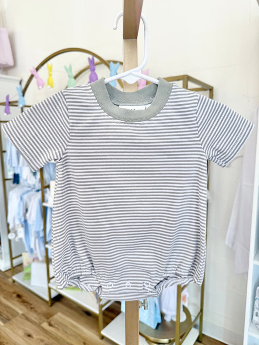 Gray Short Sleeve Stripe Bubble