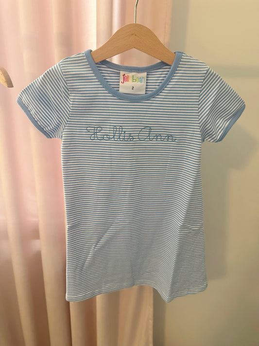 Cornflower Blue Stripe Girls Dress