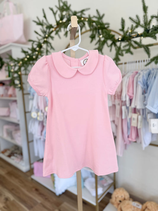 Girl's Pink Short Sleeve Peter Pan Dress