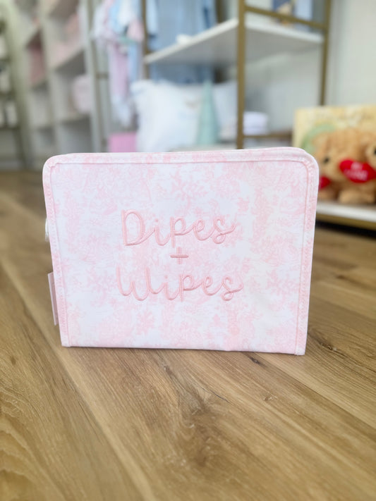 TRVL Bunny Pink Toile Large Roadie - "Dipes + Wipes"