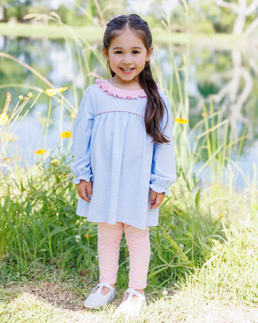 Jellybean Audrey Pant Set - Light Blue Stripe/Pink