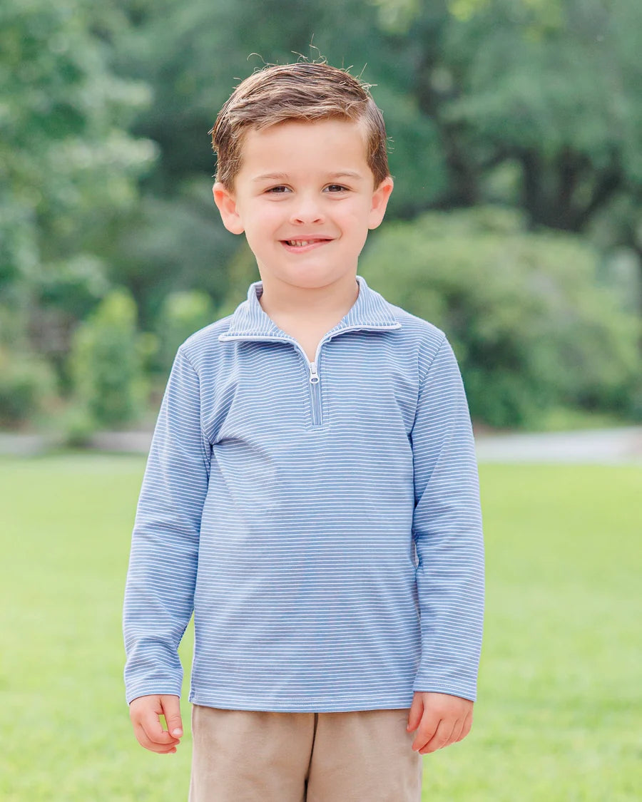 Evan Pullover- Dusty Blue Stripe
