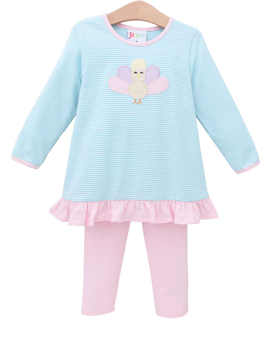 Jellybean Pastel Turkey Ruffle Pant Set