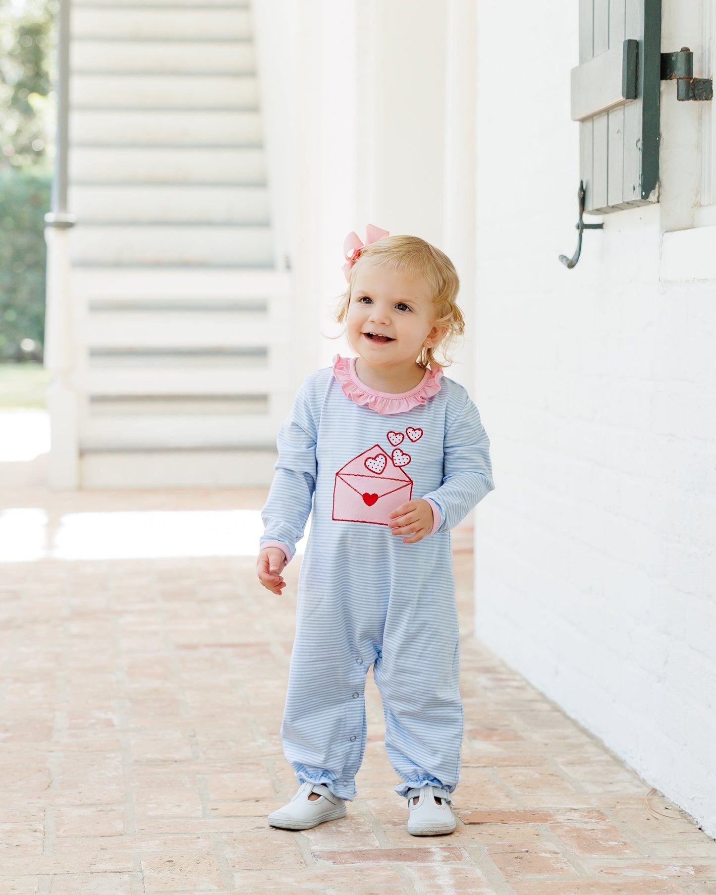 Jellybean Love Letters Ruffle Romper