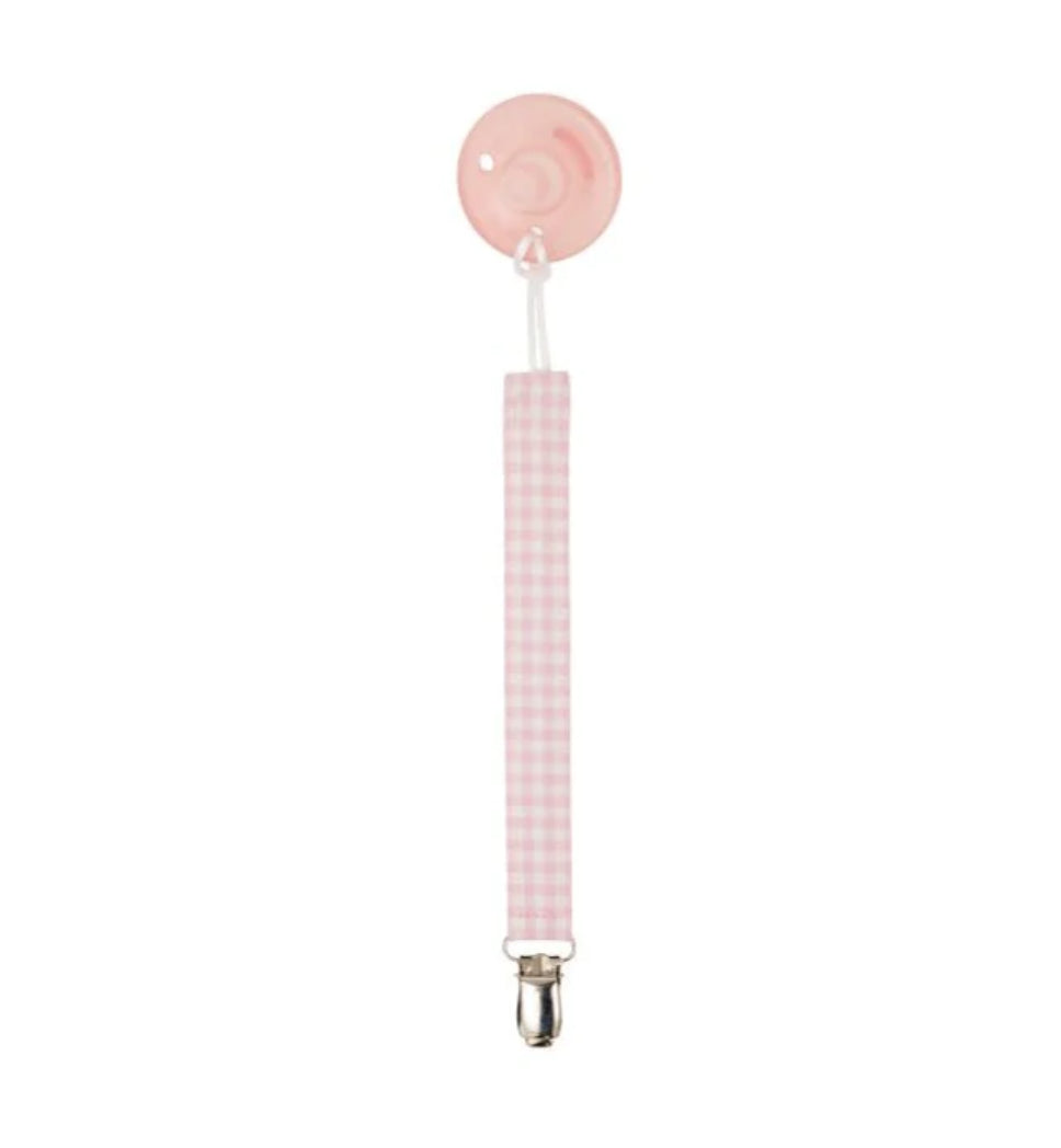 The Beaufort Bonnet Company Parker Paci Clip - Pink Gingham