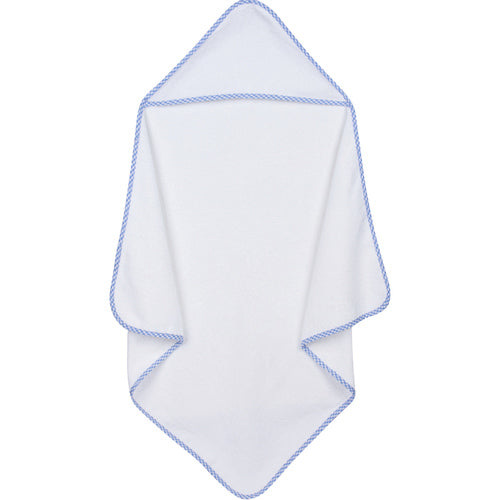 Blue Gingham Trim Hooded Towel