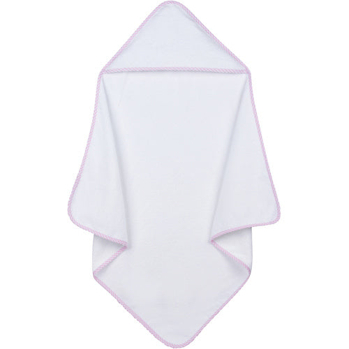 Pink Gingham Trim Hooded Towel