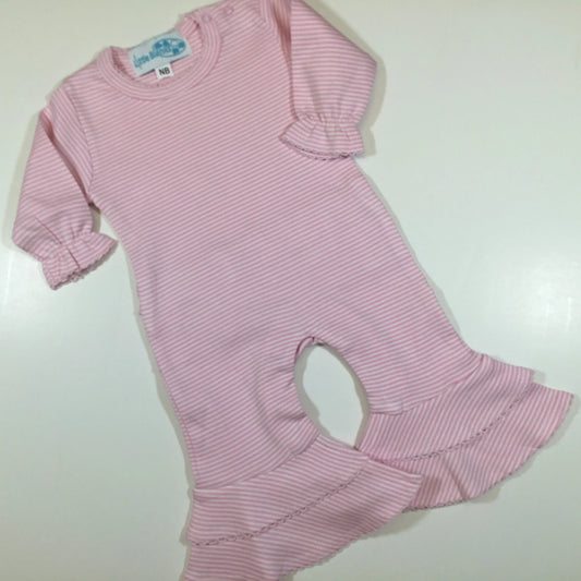 Pink Stripe Sleeved Romper