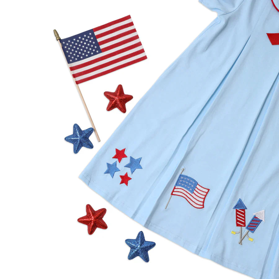 Patriotic Pleat Embroidery Bloomer Set