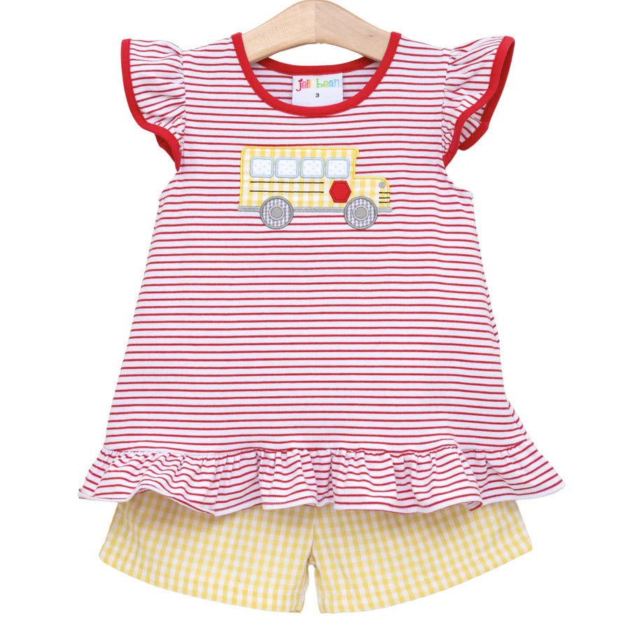 Jellybean Bus Stop Ruffle Short Set
