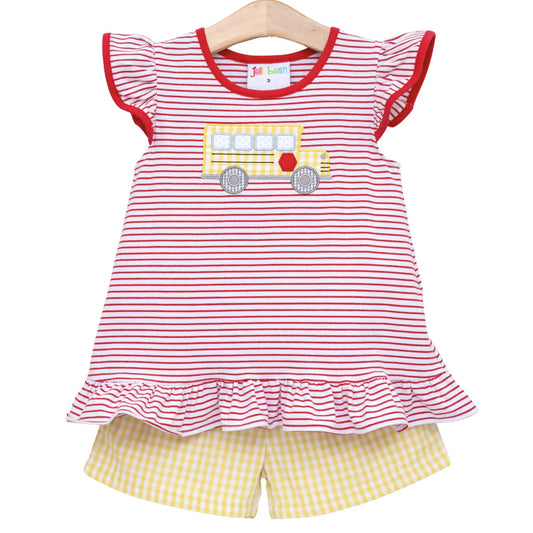 Jellybean Bus Stop Ruffle Short Set