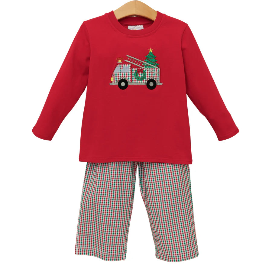 Festive Firetruck Pants Set