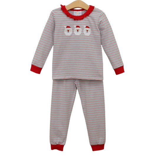 Christmas Candy Stripe Santa Ruffle Set