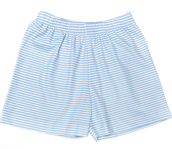 Jellybean Light Blue & White Stripe Knit Shorts