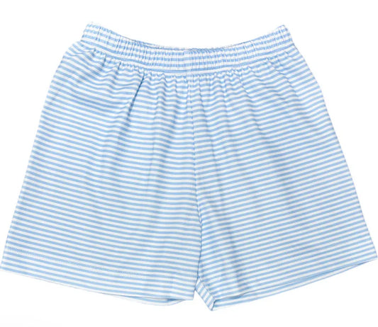 Jellybean Light Blue & White Stripe Knit Shorts