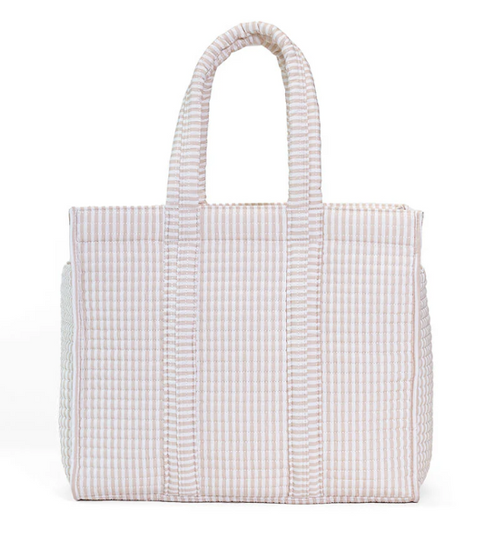 TRVL Sand Pimlico Stripe Quilted Tote