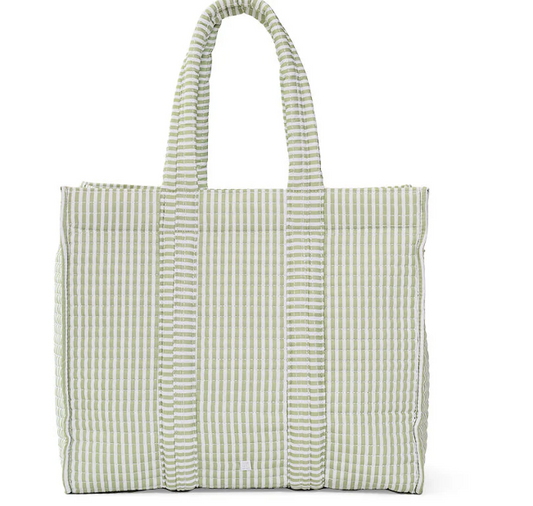 Quilted Go To Tote - Pimlico Stripe Sage