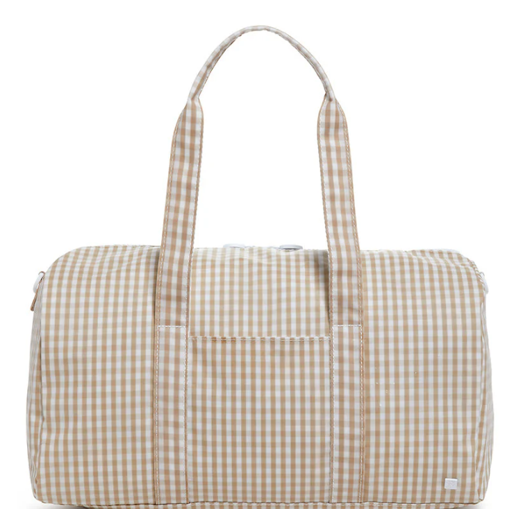 TRVL Gingham Khaki Weekender Duffel Bag