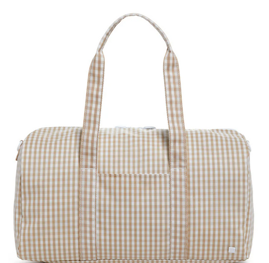 TRVL Gingham Khaki Weekender Duffel Bag
