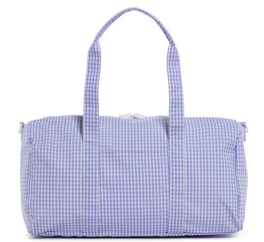 TRVL Gingham Lilac Weekender Duffel Bag