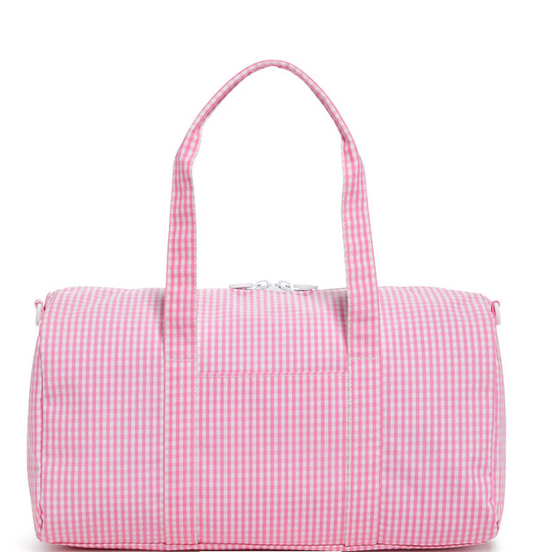 TRVL Gingham Pink Weekender Duffel Bag