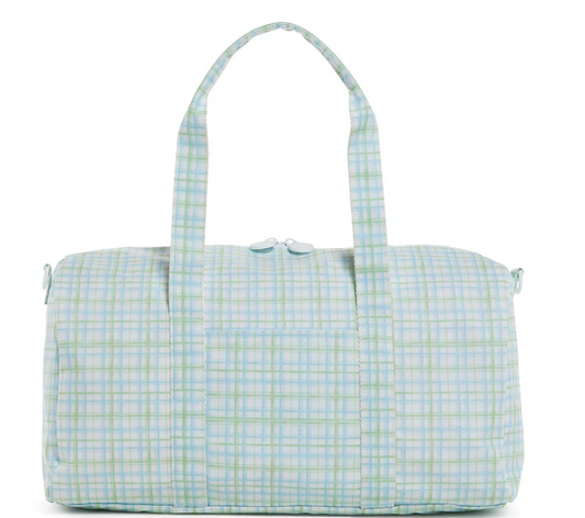 TRVL Classic Plaid Green Weekender Duffel Bag