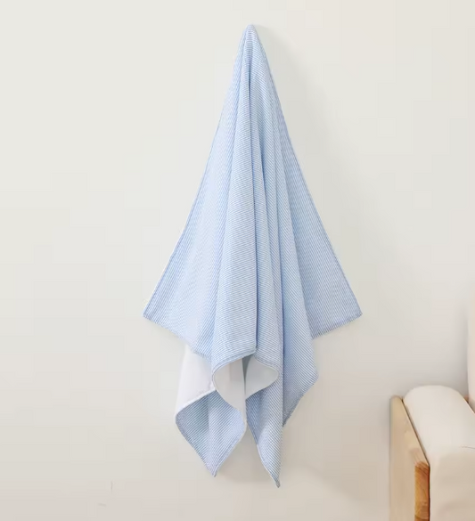 Blue Seersucker Beach Towel