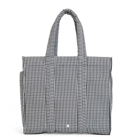 TRVL Black Gingham Quilted Tote Bag