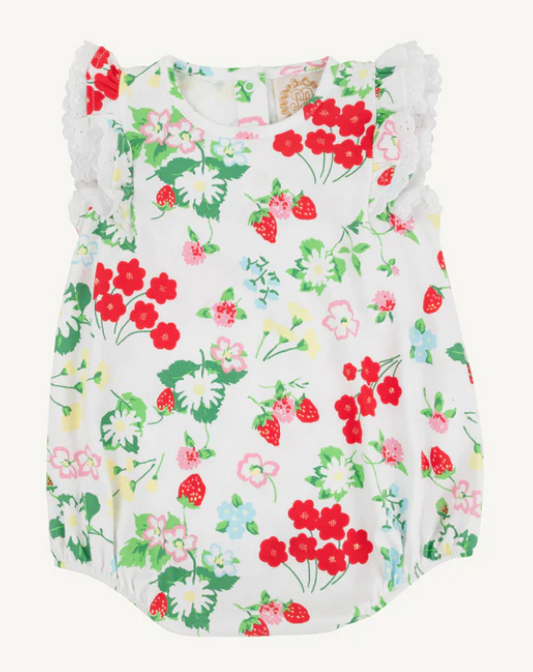 The Beaufort Bonnet Company Ruehling Ruffle Bubble - Berry Sweet with Worth Avenue White