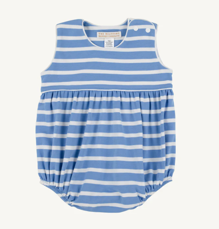 The Beaufort Bonnet Company Barlett Bubble - Barbados Blue Stripe with Worth Avenue White